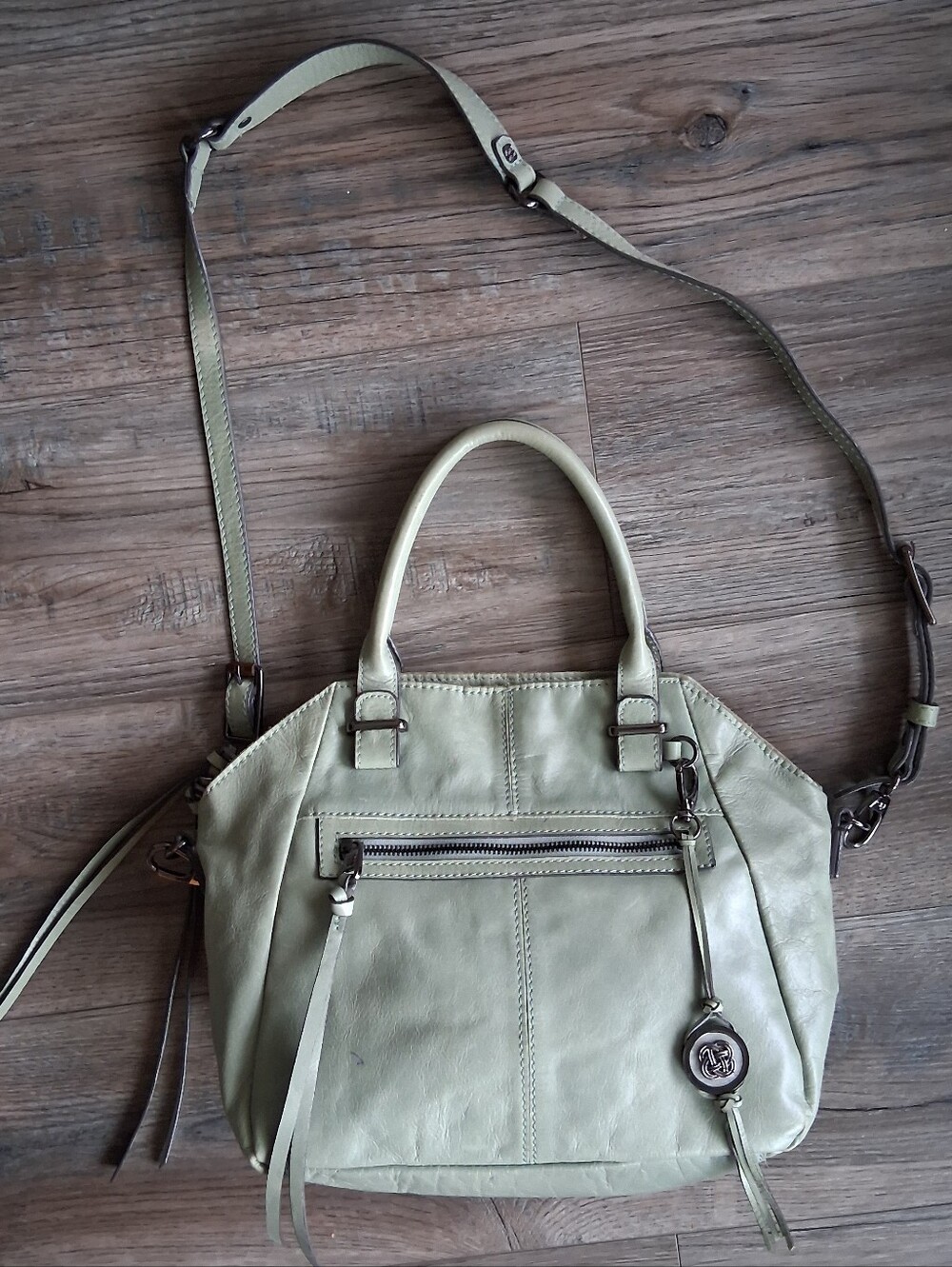 Elliott Lucca FARO Leather Satchel Bag Mint Pistachio Green Good Condition